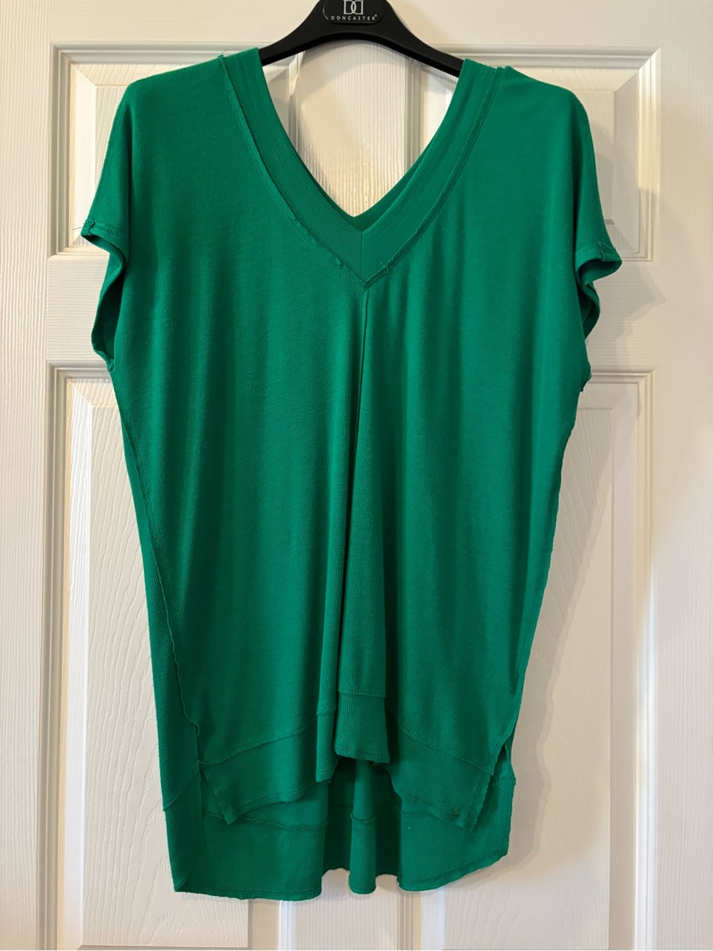 Bordeaux by Anthropologie V-Neck Green Women's Top